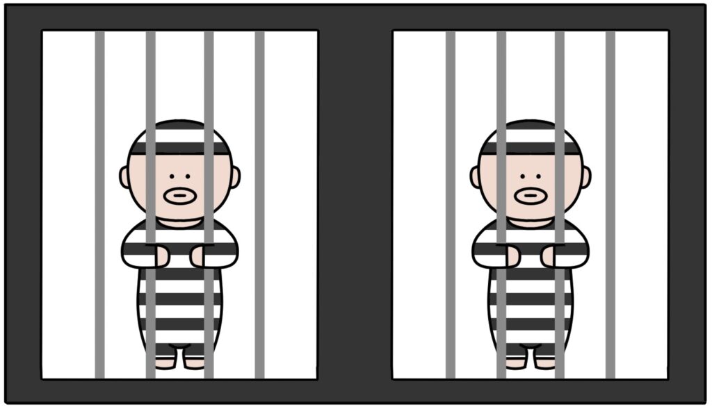 牢屋に入れられた囚人のイラスト