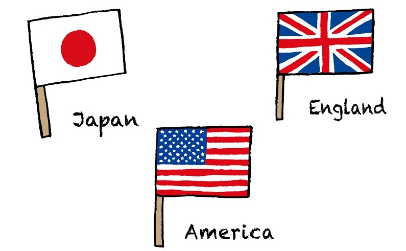 国旗（日本、アメリカ、イギリス）