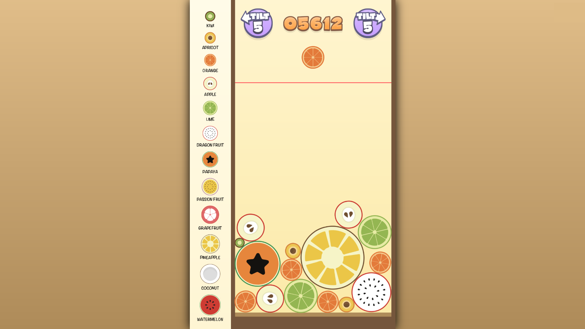 Fruit Mergeのゲーム画面